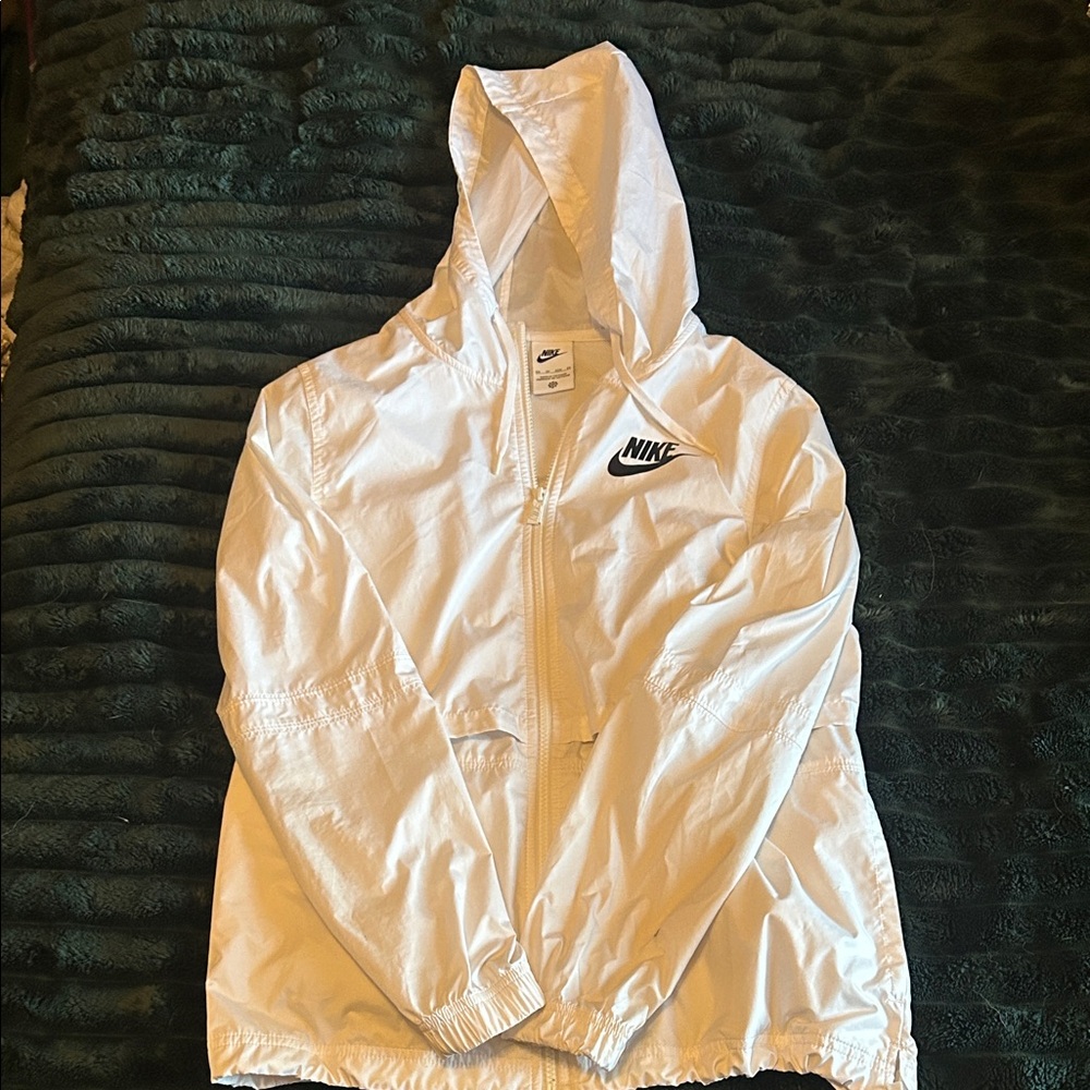 Nike White Hooded Windbreaker